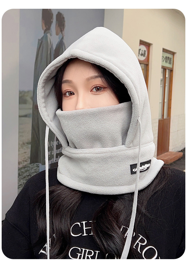 Outdoor Skiing and Cycling Thermal Hat Autumn and Winter New Style Neck Warmer Integrated Thickened Fleece Cold and Windproof Hat