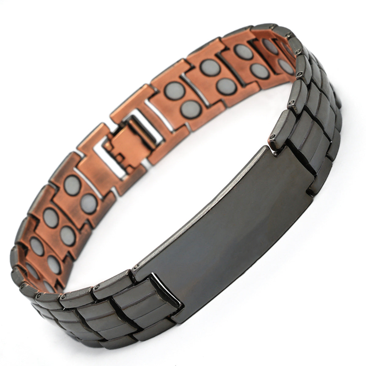 Men's Antique Red Copper Magnetic Therapy Bracelet – Retro Three-Row Energy Healing Couple Bracelet
