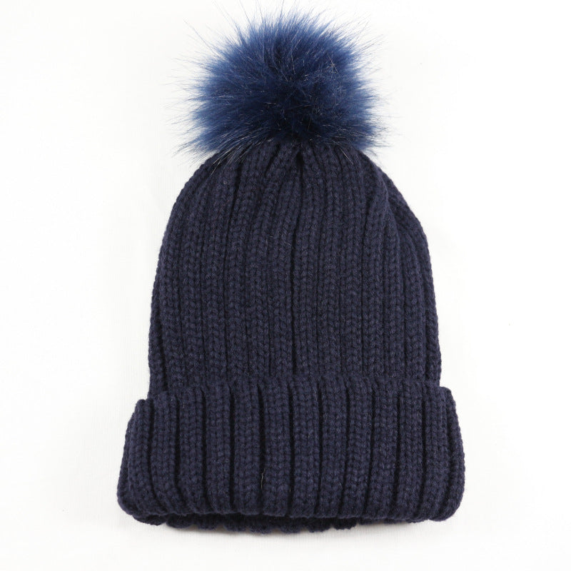 European and American Winter Hot-Selling Pom-Pom Knitted Hat Thickened High Elastic Satin Lined Knit Hat Versatile Windproof Warm