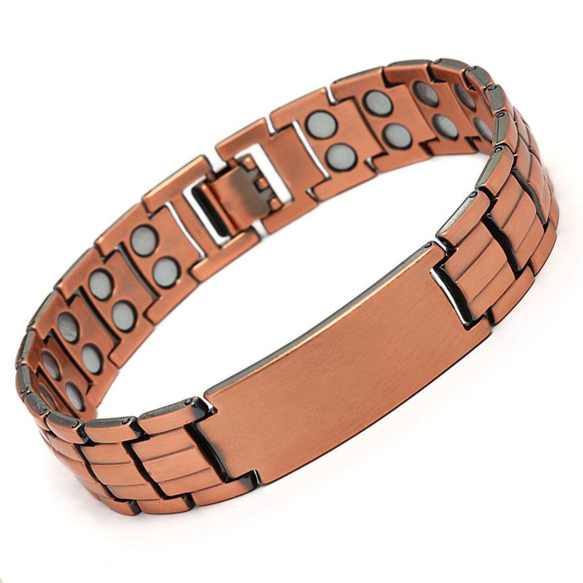 Men's Antique Red Copper Magnetic Therapy Bracelet – Retro Three-Row Energy Healing Couple Bracelet