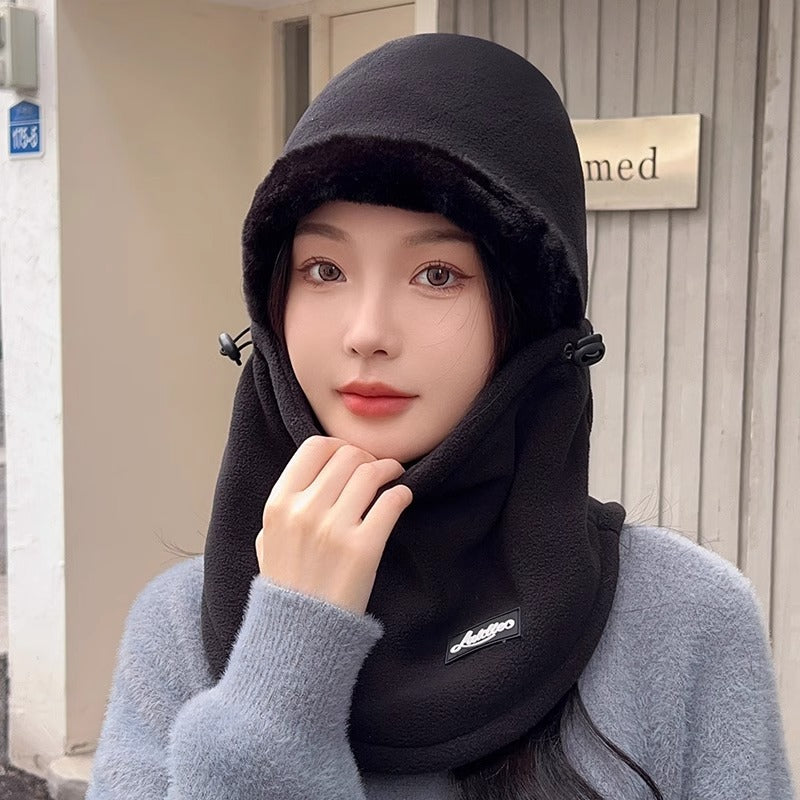 Outdoor Skiing and Cycling Thermal Hat Autumn and Winter New Style Neck Warmer Integrated Thickened Fleece Cold and Windproof Hat