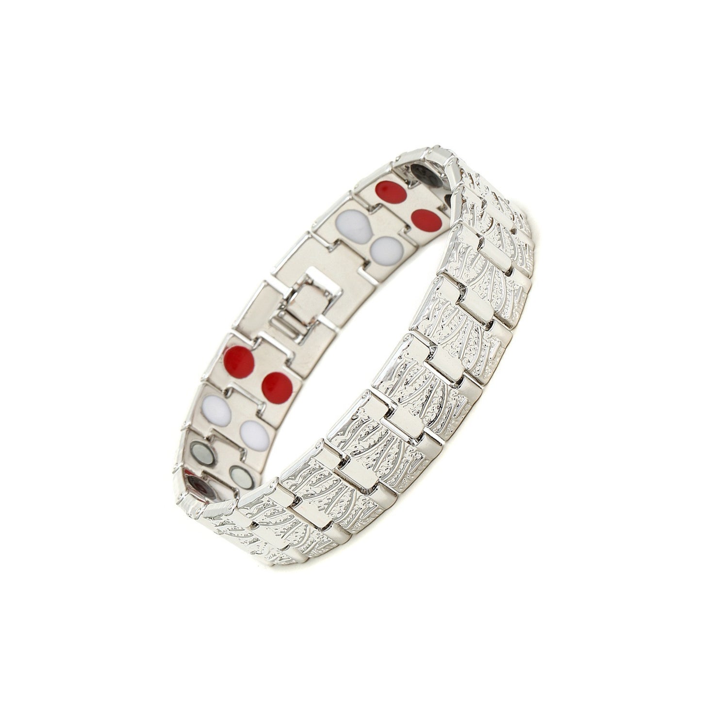 European and American Hot-Selling Metal Antique Red Copper Bracelet for Men, Wide Row Full Magnetic Stone Bracelet, Couple Jewelry Accessories