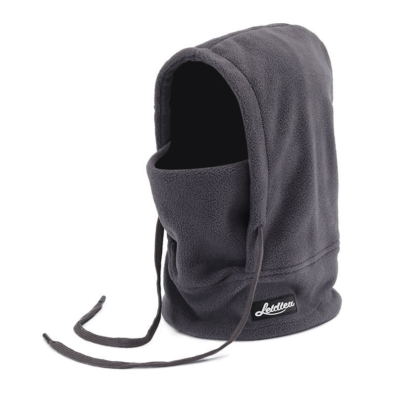 Outdoor Skiing and Cycling Thermal Hat Autumn and Winter New Style Neck Warmer Integrated Thickened Fleece Cold and Windproof Hat