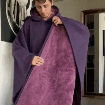 Men's Punk Hooded Wool Cloak Jacket – Warm, Loose-Fit Autumn Winter Coat for Stress Relief & Comfort