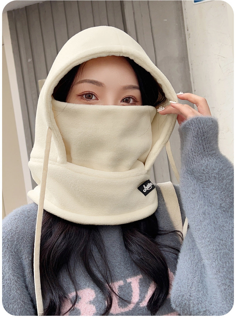 Outdoor Skiing and Cycling Thermal Hat Autumn and Winter New Style Neck Warmer Integrated Thickened Fleece Cold and Windproof Hat