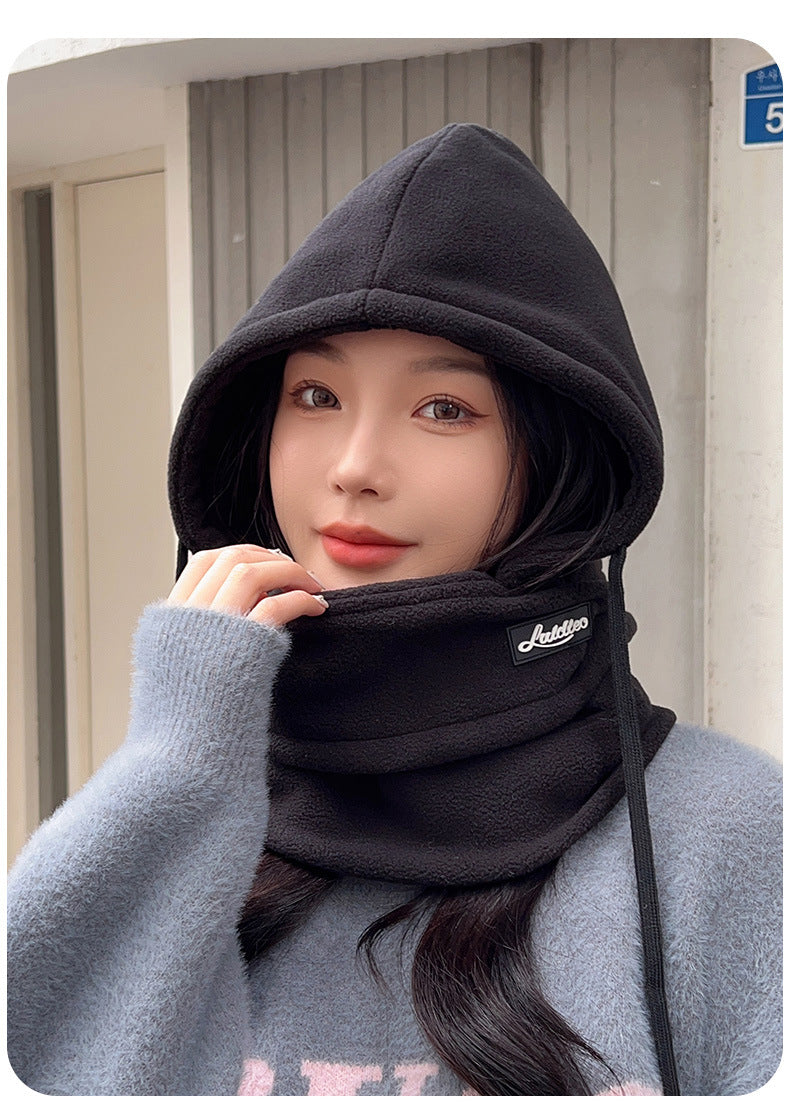 Outdoor Skiing and Cycling Thermal Hat Autumn and Winter New Style Neck Warmer Integrated Thickened Fleece Cold and Windproof Hat