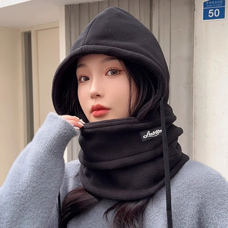 Outdoor Skiing and Cycling Thermal Hat Autumn and Winter New Style Neck Warmer Integrated Thickened Fleece Cold and Windproof Hat
