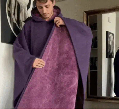 Men's Punk Hooded Wool Cloak Jacket – Warm, Loose-Fit Autumn Winter Coat for Stress Relief & Comfort