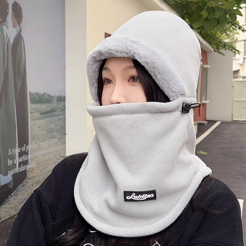 Outdoor Skiing and Cycling Thermal Hat Autumn and Winter New Style Neck Warmer Integrated Thickened Fleece Cold and Windproof Hat