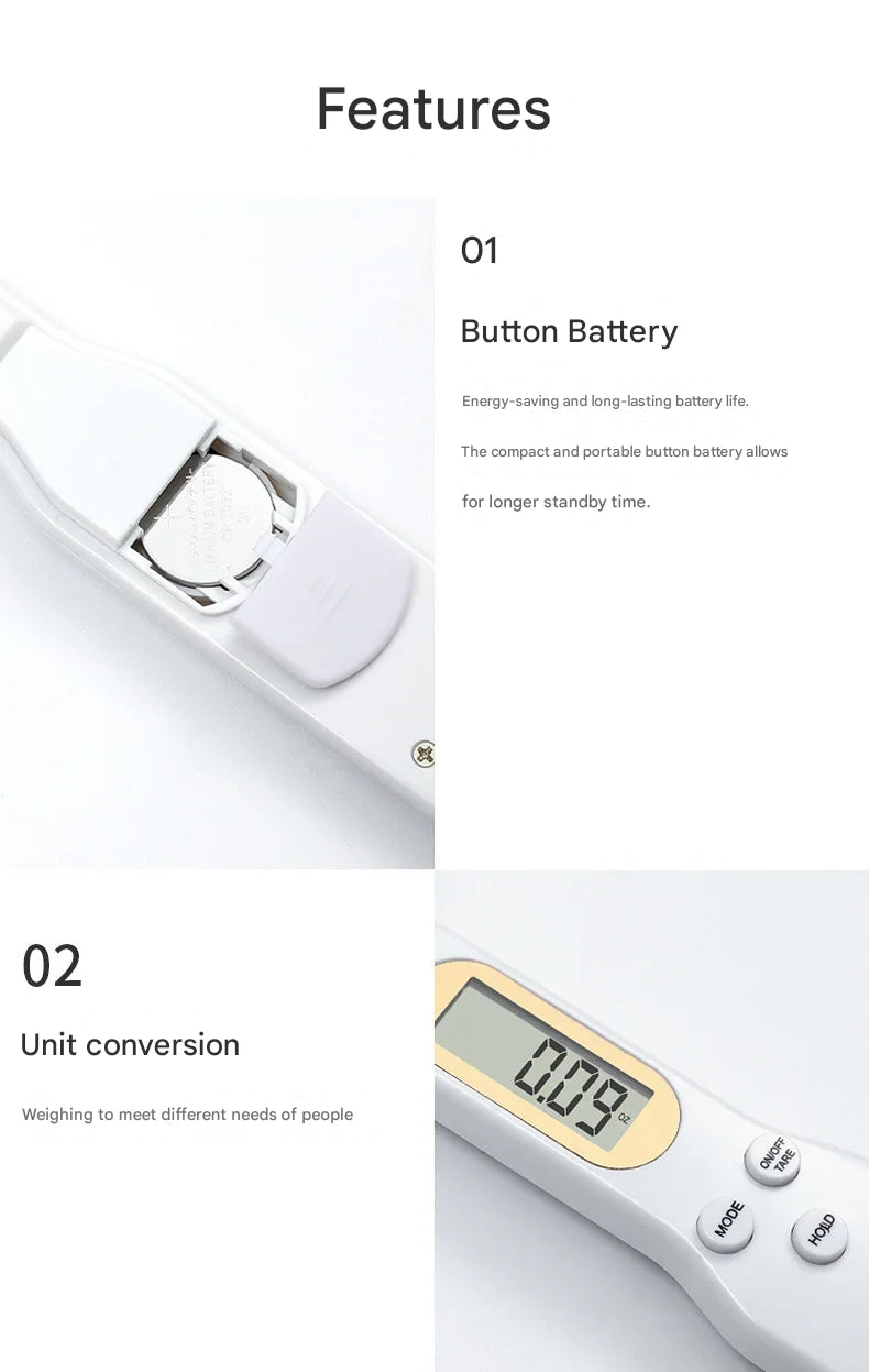 Kitchen Spoon Scale Baking Weighing Baby Milk Powder Infant Food Scale Household Measuring Spoon Detachable Head High Precision