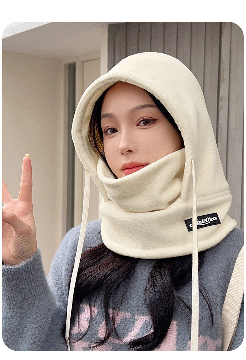 Outdoor Skiing and Cycling Thermal Hat Autumn and Winter New Style Neck Warmer Integrated Thickened Fleece Cold and Windproof Hat