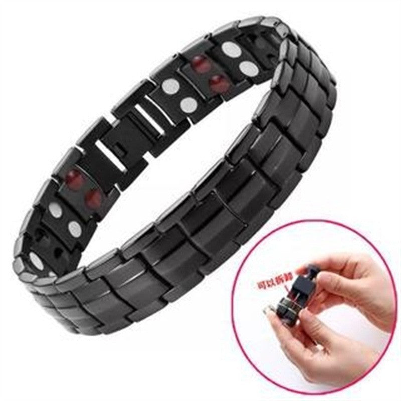 European and American Hot-Selling Metal Antique Red Copper Bracelet for Men, Wide Row Full Magnetic Stone Bracelet, Couple Jewelry Accessories