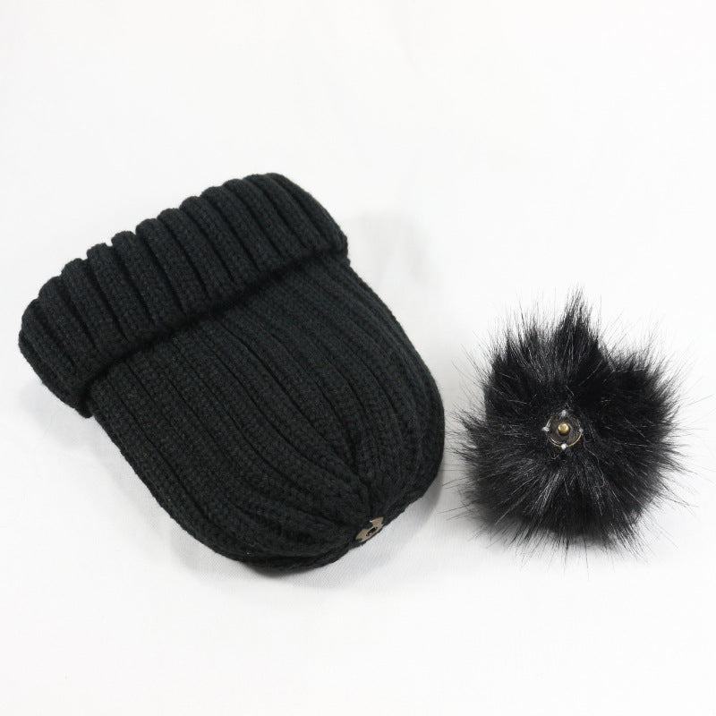 European and American Winter Hot-Selling Pom-Pom Knitted Hat Thickened High Elastic Satin Lined Knit Hat Versatile Windproof Warm