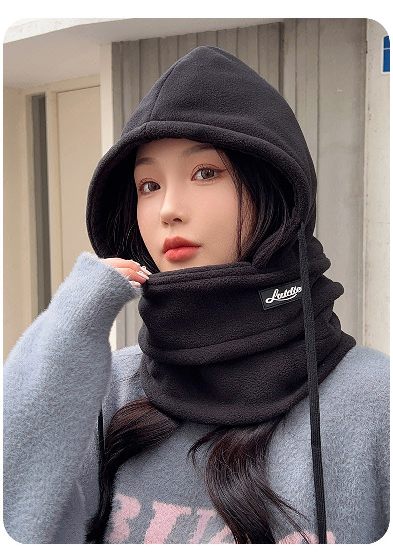 Outdoor Skiing and Cycling Thermal Hat Autumn and Winter New Style Neck Warmer Integrated Thickened Fleece Cold and Windproof Hat