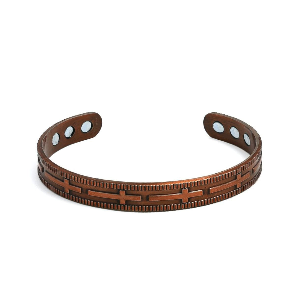 Men's Antique Red Copper Magnetic Therapy Bracelet – Retro Three-Row Energy Healing Couple Bracelet