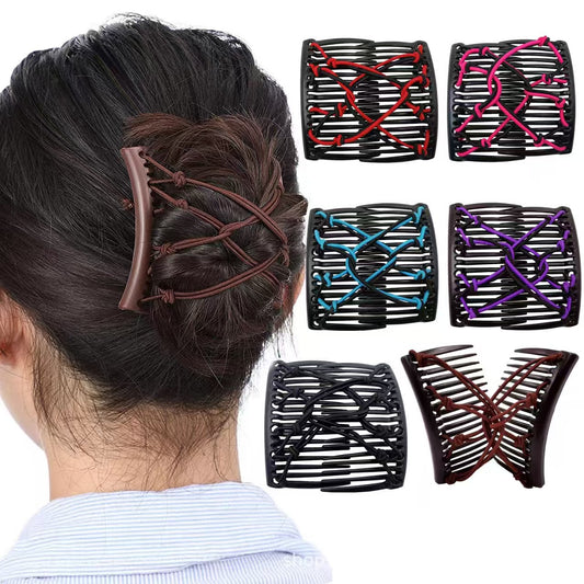 New European and American Fashion Magic Double Row Elastic Hair Comb Insert Comb Cross-Border AliExpress Back of Head Export Hair Styling Tool