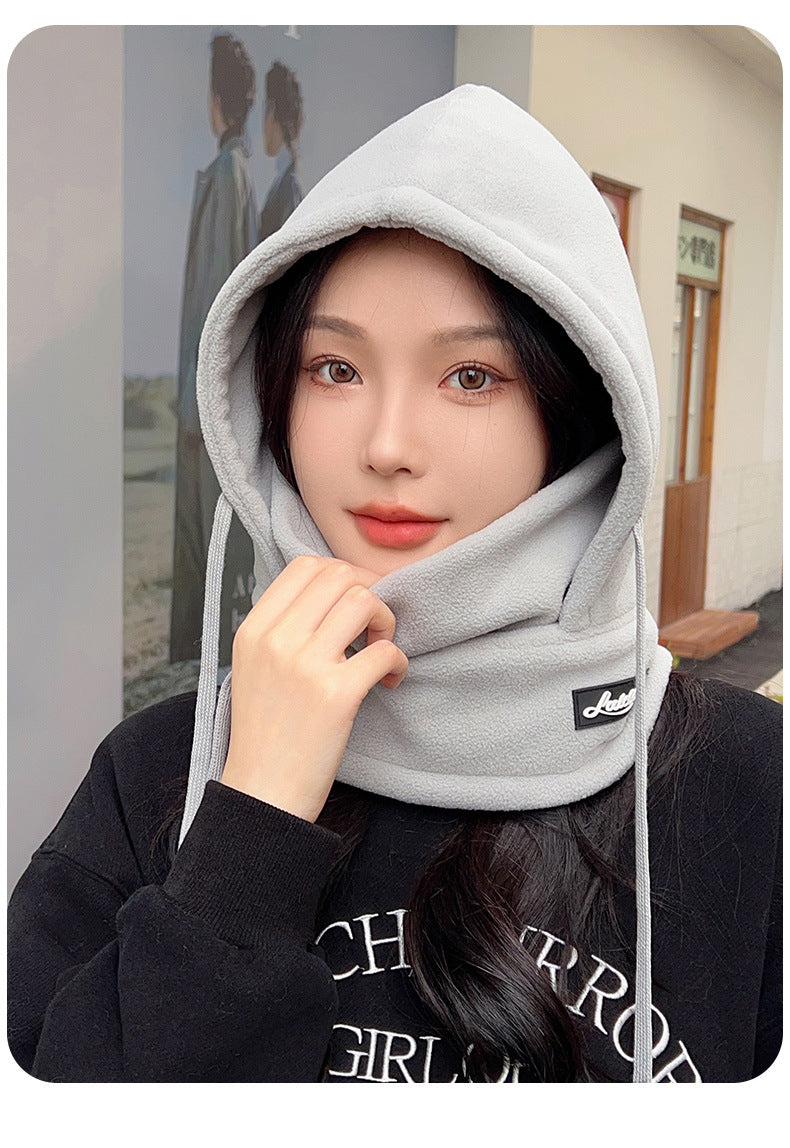 Outdoor Skiing and Cycling Thermal Hat Autumn and Winter New Style Neck Warmer Integrated Thickened Fleece Cold and Windproof Hat