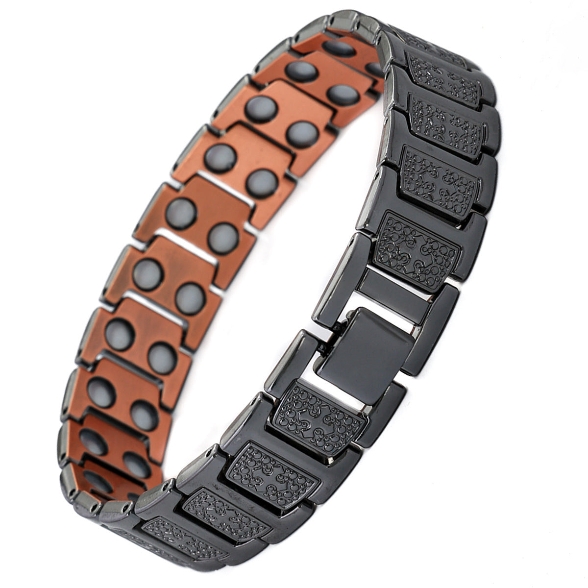 Men's Antique Red Copper Magnetic Therapy Bracelet – Retro Three-Row Energy Healing Couple Bracelet