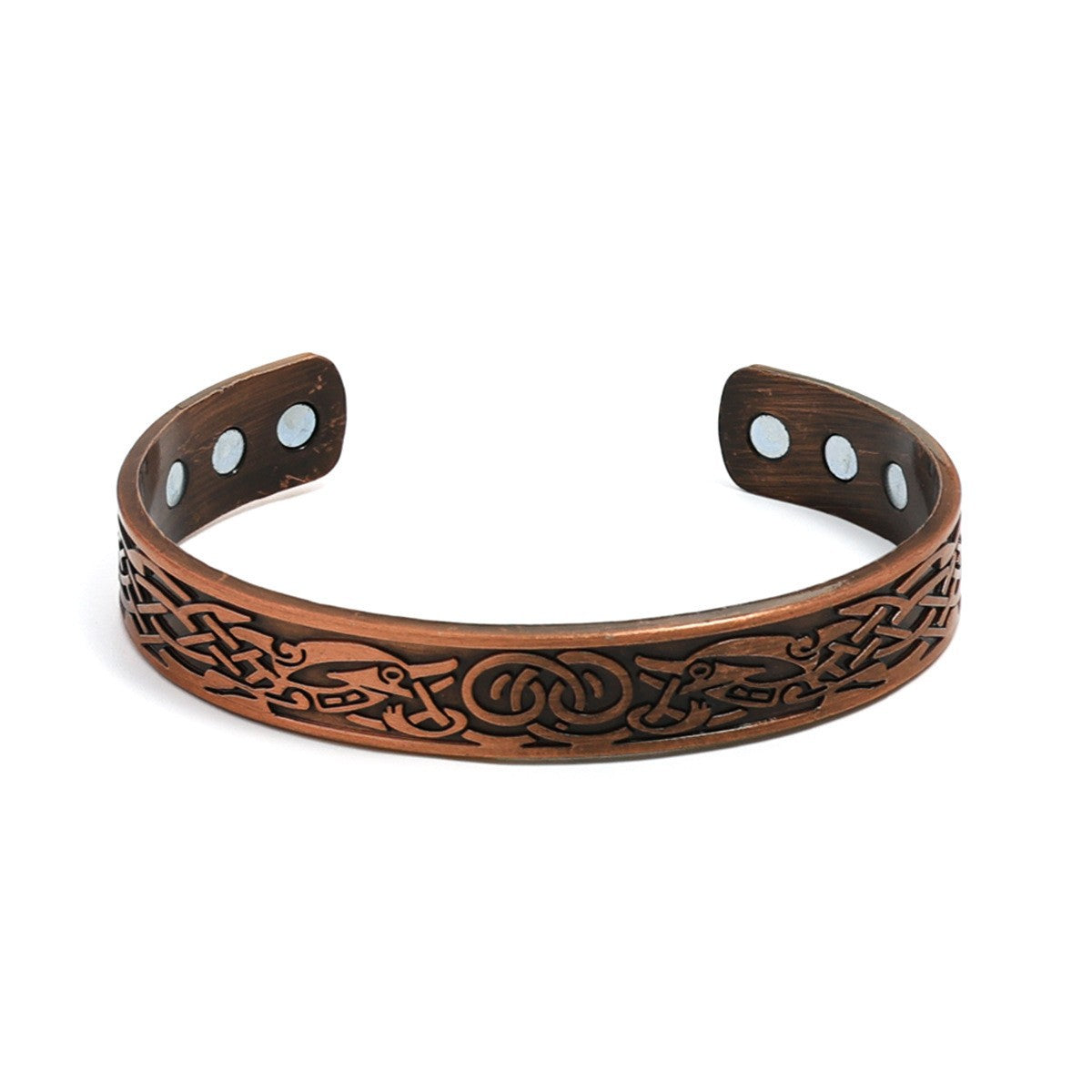 Men's Antique Red Copper Magnetic Therapy Bracelet – Retro Three-Row Energy Healing Couple Bracelet
