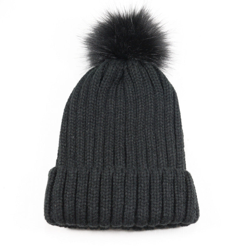 European and American Winter Hot-Selling Pom-Pom Knitted Hat Thickened High Elastic Satin Lined Knit Hat Versatile Windproof Warm