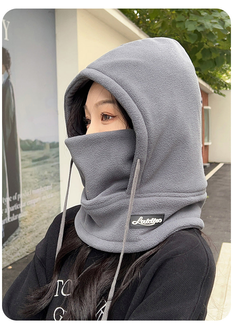 Outdoor Skiing and Cycling Thermal Hat Autumn and Winter New Style Neck Warmer Integrated Thickened Fleece Cold and Windproof Hat