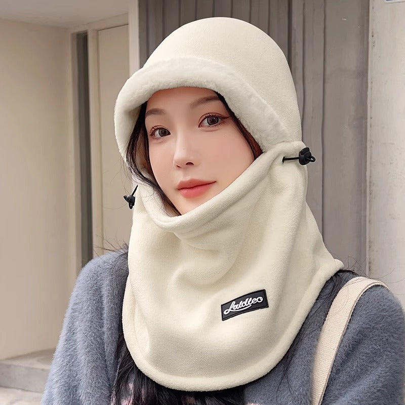 Outdoor Skiing and Cycling Thermal Hat Autumn and Winter New Style Neck Warmer Integrated Thickened Fleece Cold and Windproof Hat