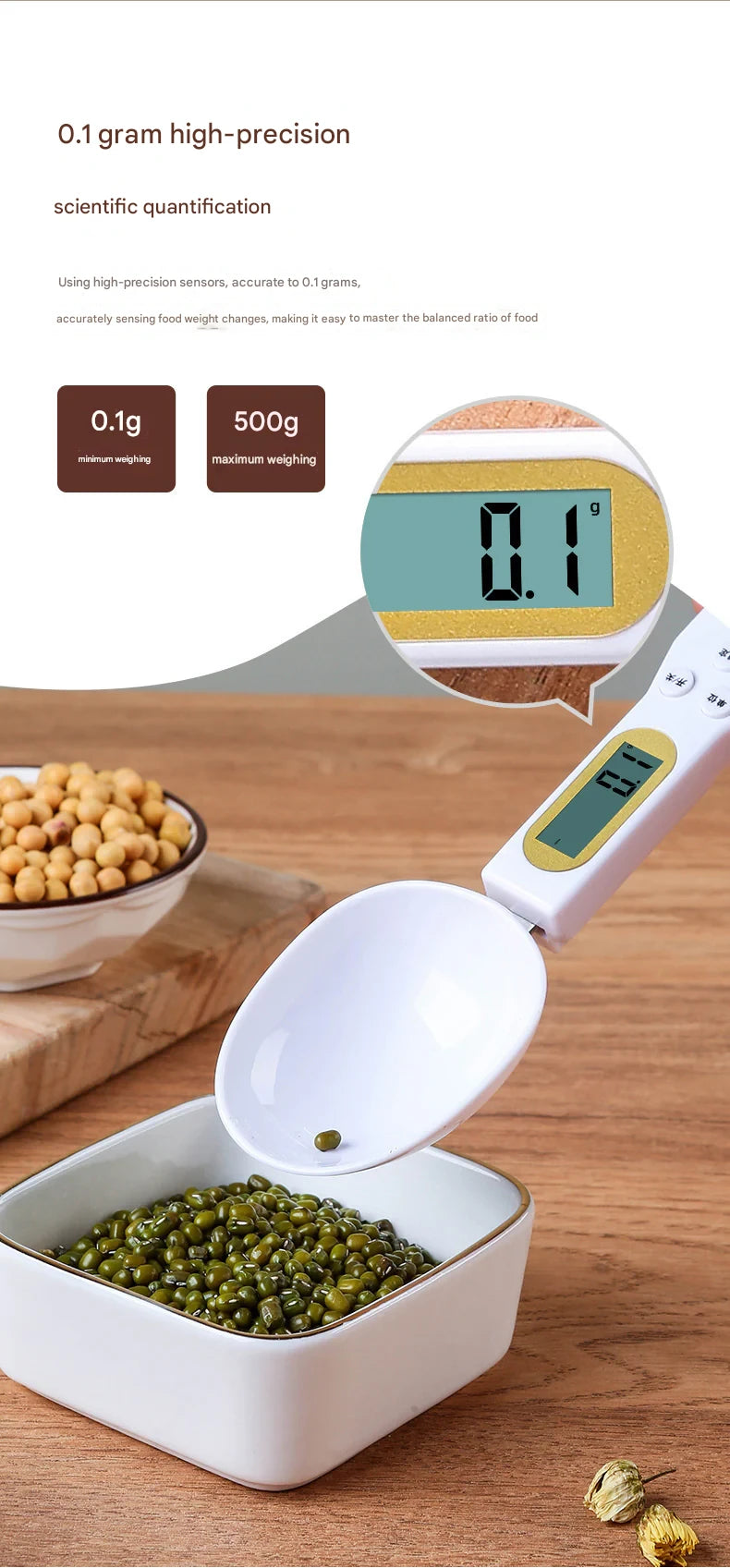 Kitchen Spoon Scale Baking Weighing Baby Milk Powder Infant Food Scale Household Measuring Spoon Detachable Head High Precision