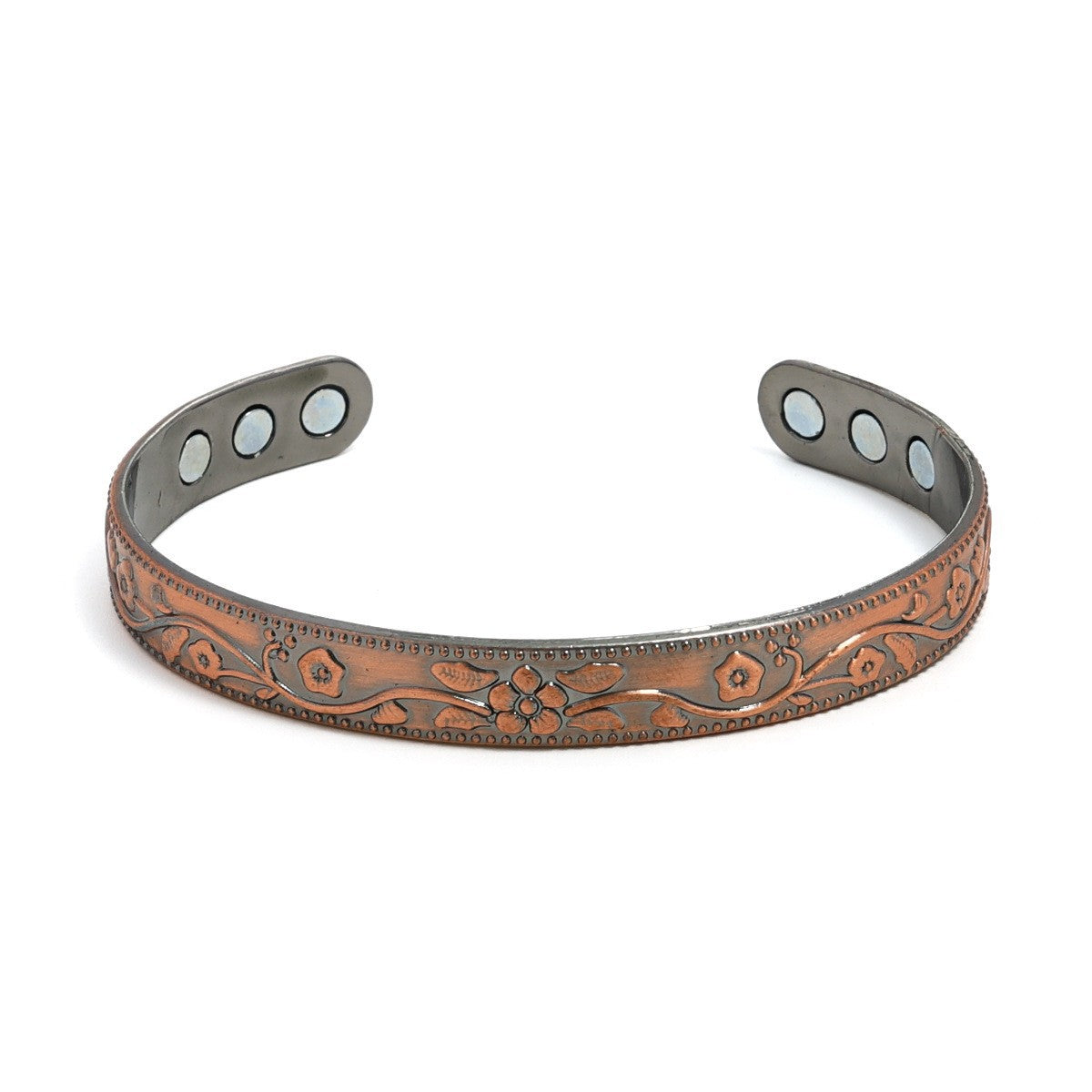 Men's Antique Red Copper Magnetic Therapy Bracelet – Retro Three-Row Energy Healing Couple Bracelet