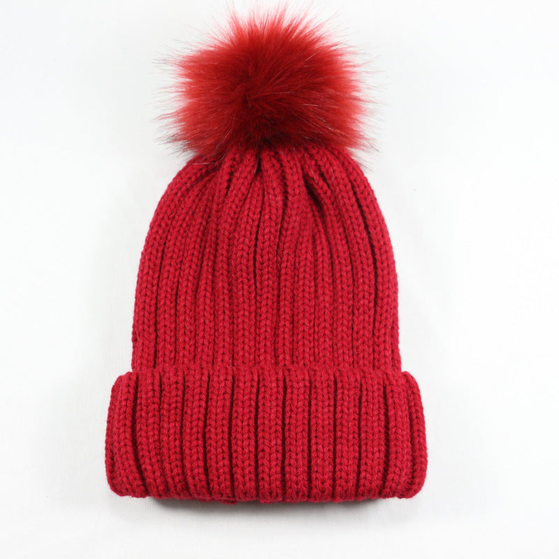 European and American Winter Hot-Selling Pom-Pom Knitted Hat Thickened High Elastic Satin Lined Knit Hat Versatile Windproof Warm 