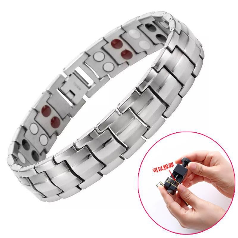 European and American Hot-Selling Metal Antique Red Copper Bracelet for Men, Wide Row Full Magnetic Stone Bracelet, Couple Jewelry Accessories 