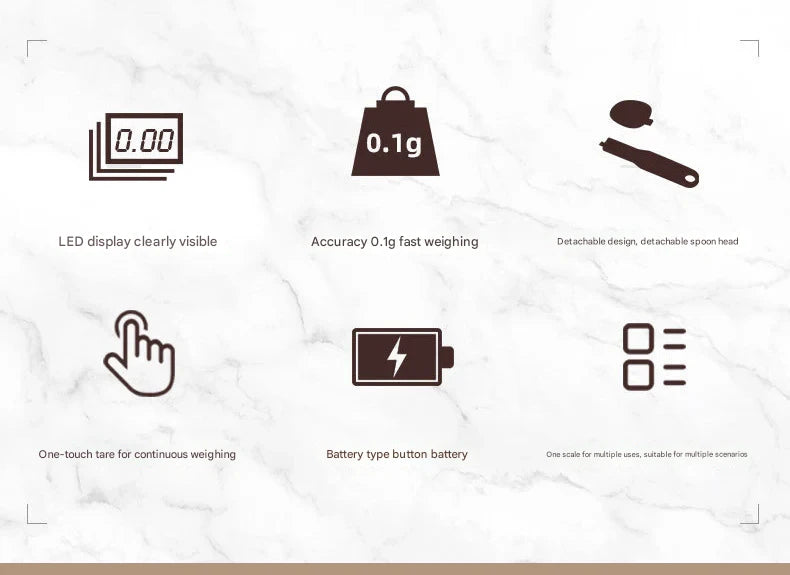 Kitchen Spoon Scale Baking Weighing Baby Milk Powder Infant Food Scale Household Measuring Spoon Detachable Head High Precision 