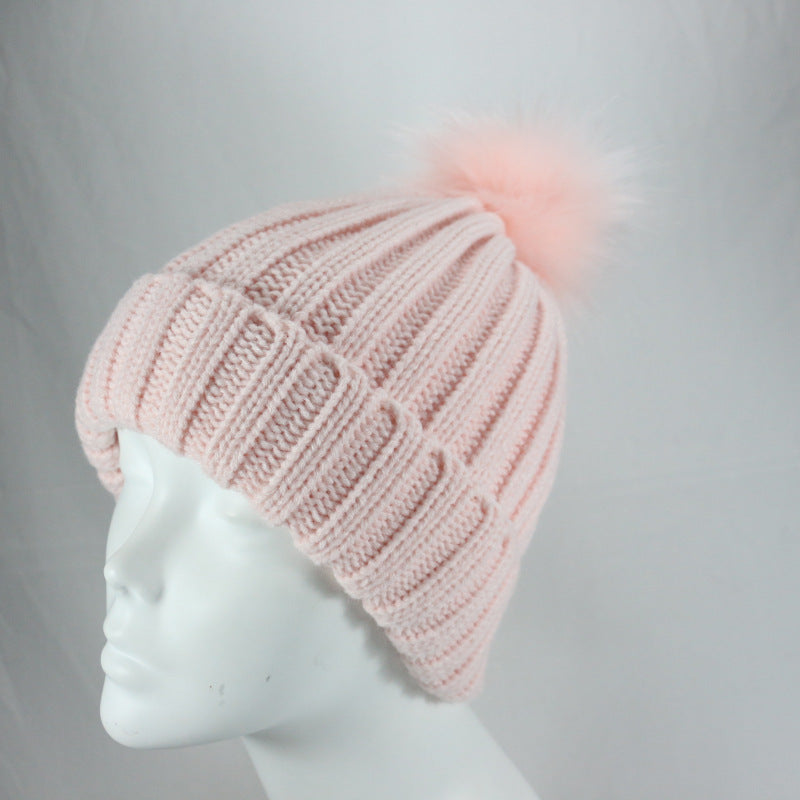 European and American Winter Hot-Selling Pom-Pom Knitted Hat Thickened High Elastic Satin Lined Knit Hat Versatile Windproof Warm 