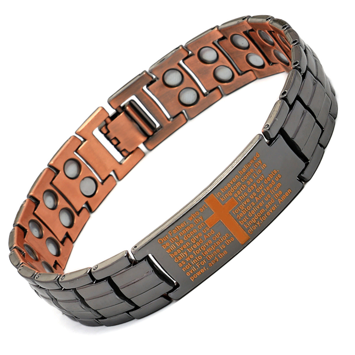 Men's Antique Red Copper Magnetic Therapy Bracelet – Retro Three-Row Energy Healing Couple Bracelet 