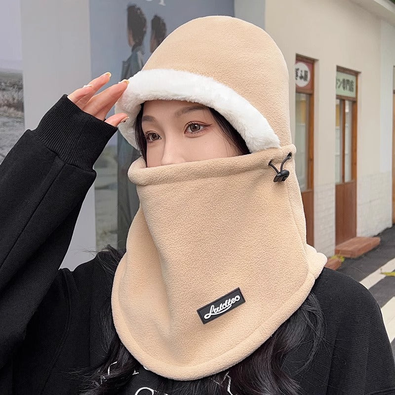 Outdoor Skiing and Cycling Thermal Hat Autumn and Winter New Style Neck Warmer Integrated Thickened Fleece Cold and Windproof Hat 