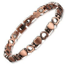 Men's Antique Red Copper Magnetic Therapy Bracelet – Retro Three-Row Energy Healing Couple Bracelet 