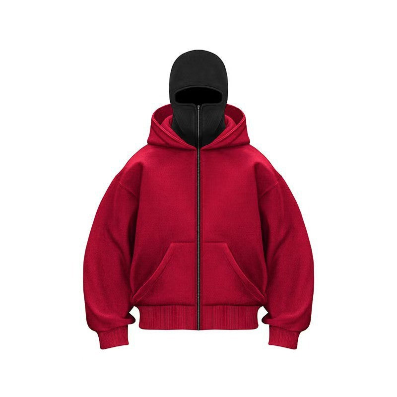 New Arrival Cross Border Spring Autumn Unique Double Layered Hooded Zipper Sweatshirt Loose Fit Street Style for Couples 