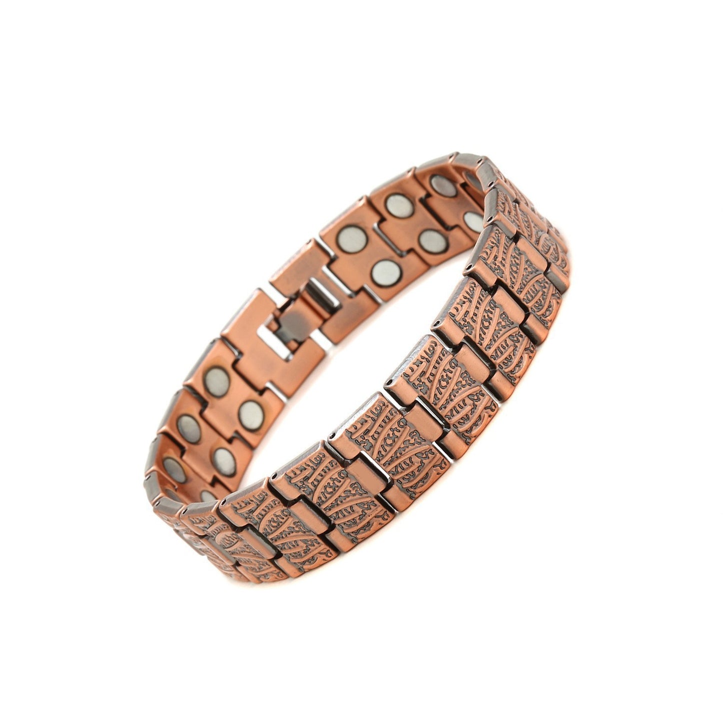 Men's Antique Red Copper Magnetic Therapy Bracelet – Retro Three-Row Energy Healing Couple Bracelet 