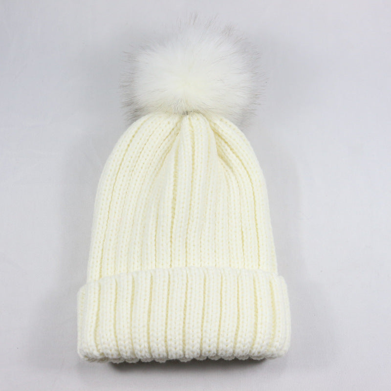 European and American Winter Hot-Selling Pom-Pom Knitted Hat Thickened High Elastic Satin Lined Knit Hat Versatile Windproof Warm 