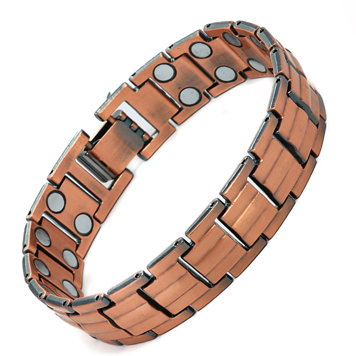 Men's Antique Red Copper Magnetic Therapy Bracelet – Retro Three-Row Energy Healing Couple Bracelet 
