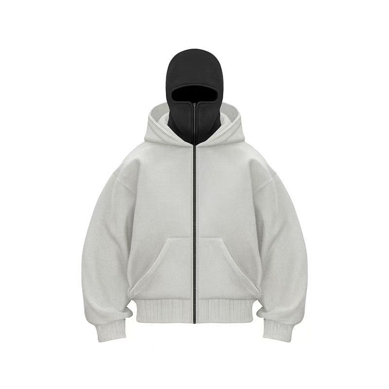 New Arrival Cross Border Spring Autumn Unique Double Layered Hooded Zipper Sweatshirt Loose Fit Street Style for Couples 