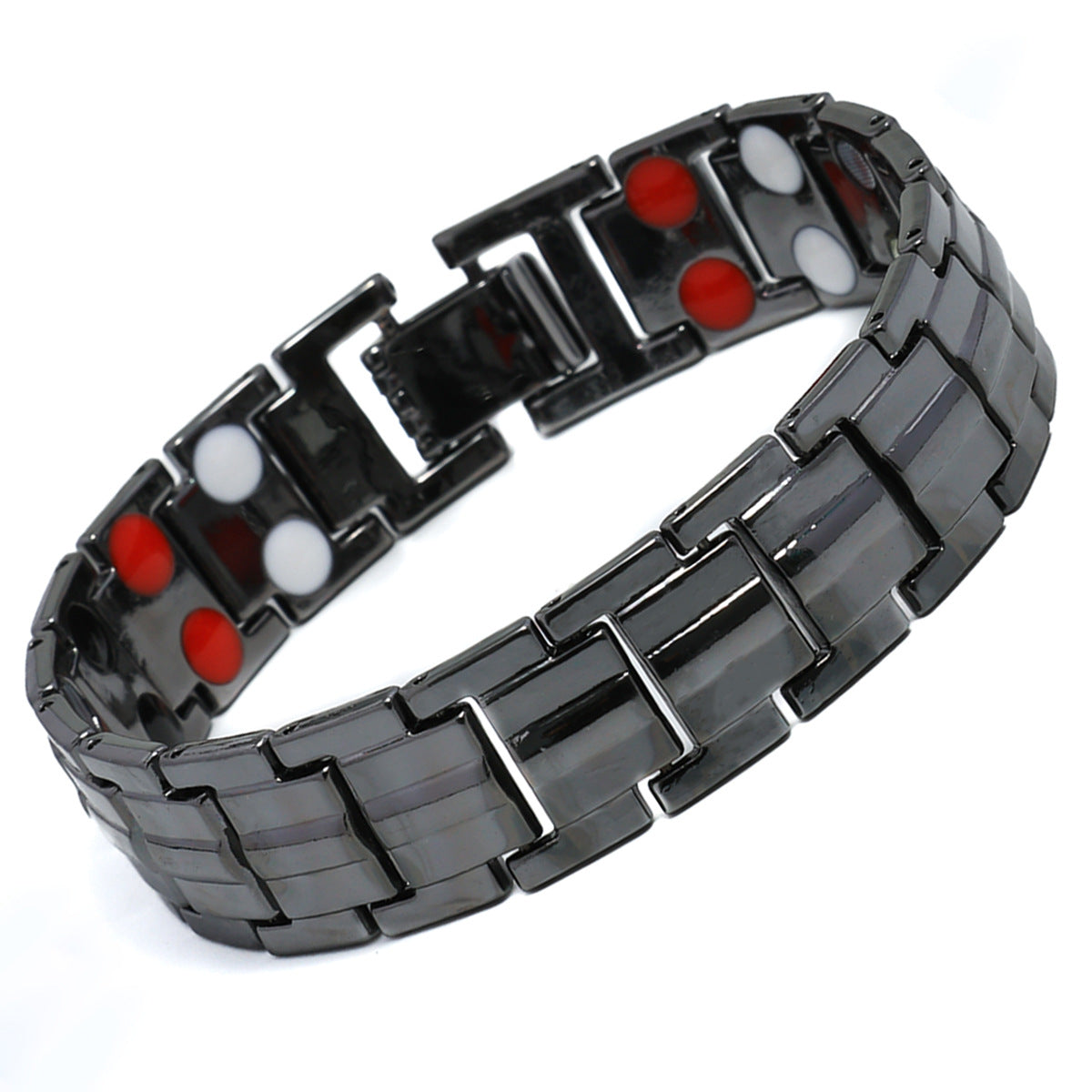 European and American Hot-Selling Metal Antique Red Copper Bracelet for Men, Wide Row Full Magnetic Stone Bracelet, Couple Jewelry Accessories 