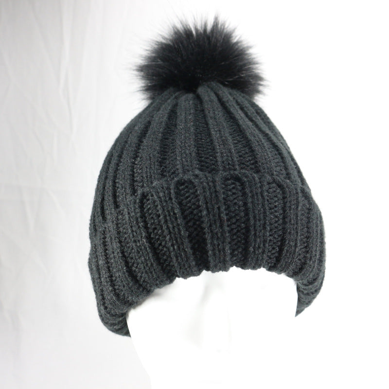 European and American Winter Hot-Selling Pom-Pom Knitted Hat Thickened High Elastic Satin Lined Knit Hat Versatile Windproof Warm 