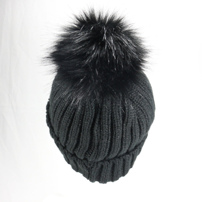 European and American Winter Hot-Selling Pom-Pom Knitted Hat Thickened High Elastic Satin Lined Knit Hat Versatile Windproof Warm 