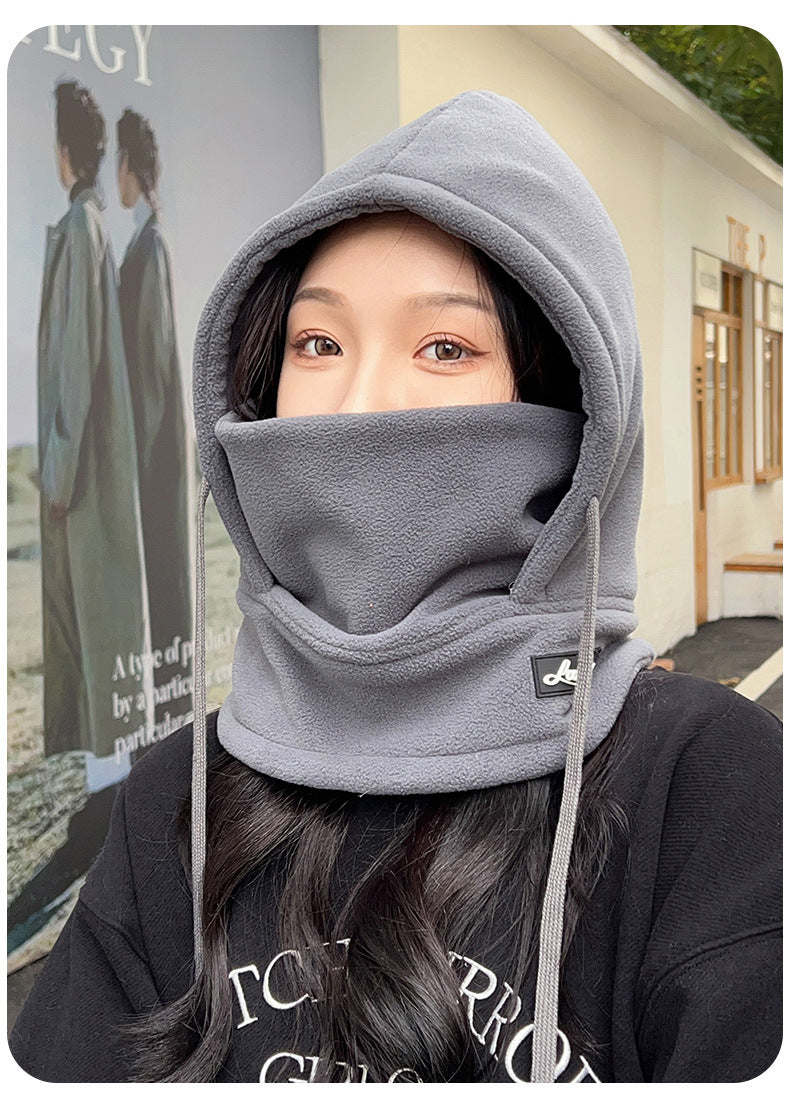 Outdoor Skiing and Cycling Thermal Hat Autumn and Winter New Style Neck Warmer Integrated Thickened Fleece Cold and Windproof Hat 